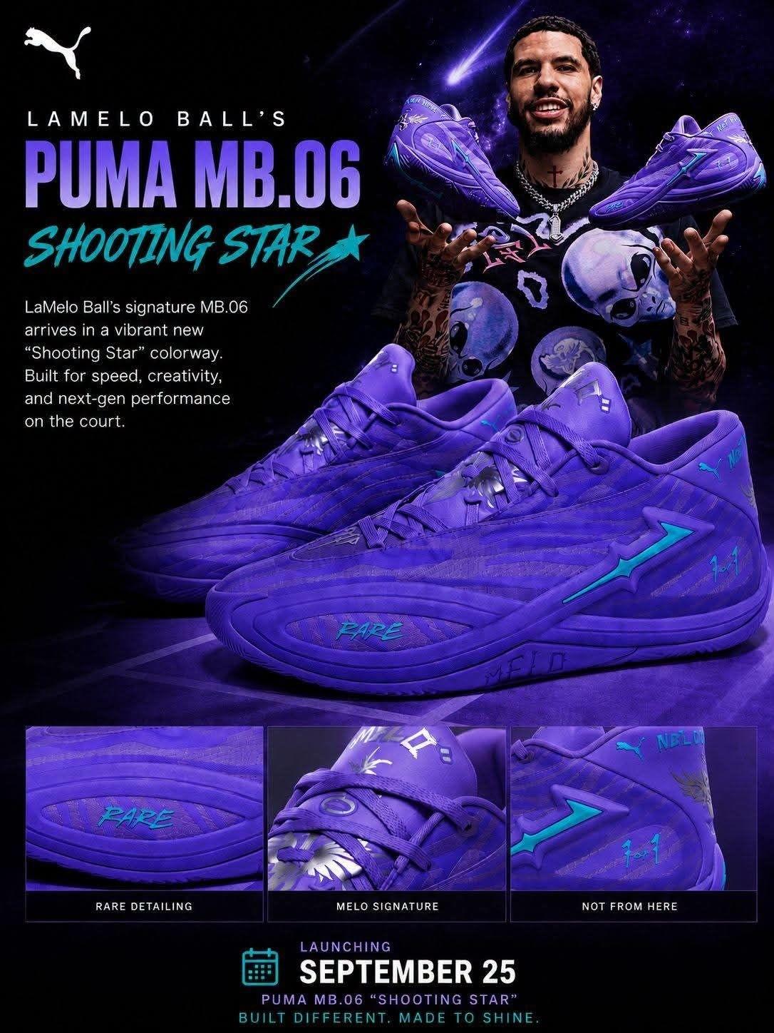 PUMA MB.06 三球|Shooting Star流星紫拉梅洛鲍尔6代签名战靴